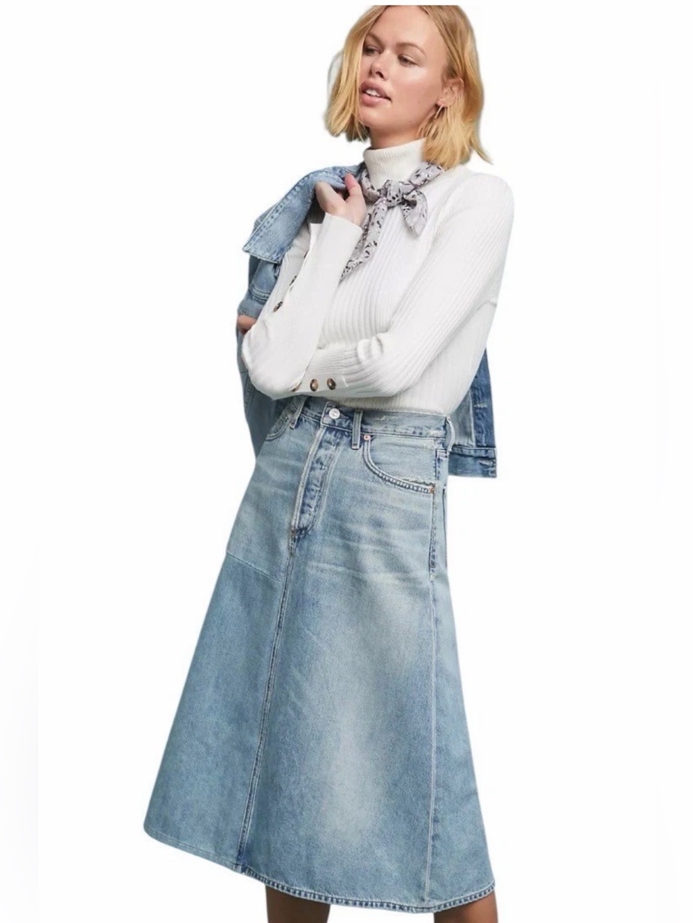 The Citizens of Humanity Florence Denim Midi Skirt, Size 25